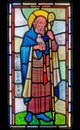 Stained glass window of Saint Columba at Red Castle - Wales Royalty Free Stock Photo