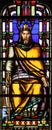 Stained glass window from Saint Germain l`Auxerrois church, Paris Royalty Free Stock Photo