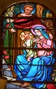 Stained glass window of Saint Joseph Church is a Franciscan Roman Catholic Royalty Free Stock Photo