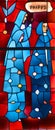 Stained glass window of Saint Joseph Oratory of Mount Royal  church altar Royalty Free Stock Photo