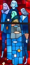 Stained glass window of Saint Joseph Oratory of Mount Royal  church altar Royalty Free Stock Photo