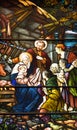 Stained glass window of Saint Joseph Oratory of Mount Royal Crypt Royalty Free Stock Photo