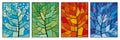 Stained glass window Seasons. A set of four vertical pictures