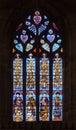 Stained-glass window in Seville cathedral, Spain