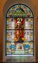 Stained glass window at St. Gertrude church, Gamla Stan, Stockholm, Sweden Royalty Free Stock Photo