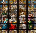 Stained Glass Window in St Jan, `s Hertogenbosch Royalty Free Stock Photo