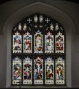 Stained Glass Window St Oswalds Church, Askrigg, Yorkshire, England Royalty Free Stock Photo