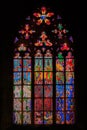 Stained glass window in St Vitus Cathedral in Prague Royalty Free Stock Photo