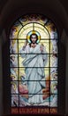 Stained glass window 19th century in St. Peter and Paul Cathedral church Royalty Free Stock Photo