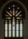 Stained-glass window in Toledo railway station Royalty Free Stock Photo