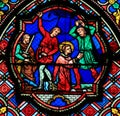 Stained glass window in Tours Cathedral Royalty Free Stock Photo