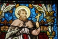 Stained glass window of Vigny church Royalty Free Stock Photo