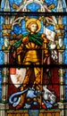 Stained glass window of Vigny church Royalty Free Stock Photo
