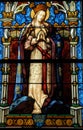 Stained glass window of Vigny church Royalty Free Stock Photo