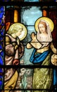 Stained glass window of Vigny church Royalty Free Stock Photo