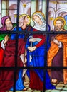 Stained glass window of the Visitation