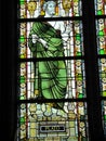 Stained glass windows can represent historic figures