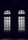 Stained glass on windows in Cantacuzino castle, Prahova county,