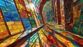 Colorful stained glass windows in the Cathedral of the Assumption of the Virgin Mary in Zagreb, Croatia., generative ai