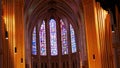 Stained glass windows of the Catholic Cathedral Notre-Dame de Chartres in Eure-et-Loir France Royalty Free Stock Photo