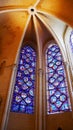 Stained glass windows of the Catholic Cathedral Notre-Dame de Chartres in Eure-et-Loir France Royalty Free Stock Photo