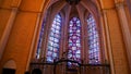 Stained glass windows of the Catholic Cathedral Notre-Dame de Chartres in Eure-et-Loir France Royalty Free Stock Photo