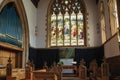 Stained Glass windows and Church Organ.