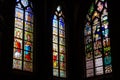 Stained glass windows in the Church of Our Lady of Victories at the Sablon, Brussels, Belgium