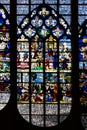 Stained glass windows in the contemporary church of Joan of Arc, Rouen, Normandy Royalty Free Stock Photo