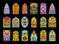 Stained glass windows. Decorative colored frames transparent glasses for church cathedral medieval windows recent vector