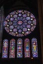 Stained glass windows in european church Royalty Free Stock Photo