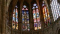 Stained glass windows of the Evron basilica in Mayenne France