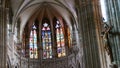 Stained glass windows of the Evron basilica in Mayenne France