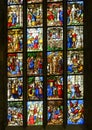 Stained glass windows inside the Milan Cathedral or Duomo di Milano, the cathedral church of Milan, Lombardy, Italy. Royalty Free Stock Photo