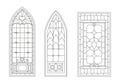 Stained glass windows line vector set