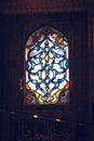 Stained glass windows in the New Mosque in Istanbul, Turkey Royalty Free Stock Photo