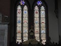 Stained glass windows in San Petronio church Royalty Free Stock Photo