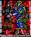 Stained Glass in Worms - Judas kissing Jesus Royalty Free Stock Photo