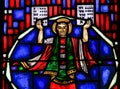 Stained Glass in Worms - Moses and the Ten Commandments Royalty Free Stock Photo