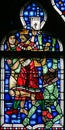 Stained Glass in Worms - Murder of Uriah by King David Royalty Free Stock Photo