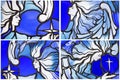 Stained leaded glass angels collage