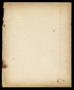 Stained old lined copybook page with margins Royalty Free Stock Photo