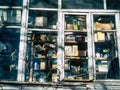 stained old things in a mysterious window