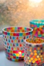 Stained turkish colorful glass candle holder Royalty Free Stock Photo