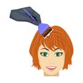 Staining of female hair in a hairdresser. Hair dyeing single icon in cartoon style vector symbol stock illustration web.