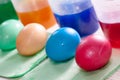 Watercolor background with colorful Easter eggs