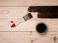 Staining wood stain Royalty Free Stock Photo