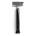 Stainless barbershop razor with black handle