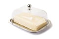 Stainless butterdish on a white background Royalty Free Stock Photo