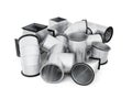 Stainless duct fittings isolated on a white background. 3d rendering Royalty Free Stock Photo